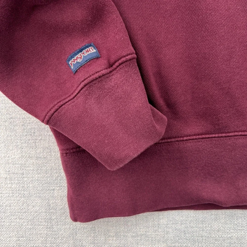Jansport Aquinas College Quarter‎ Zip Sweatshirt Men Small Burgundy Embroidered